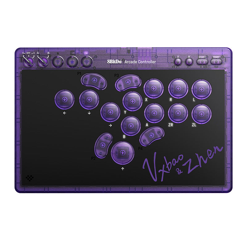 8BitDo Arcade Controller - Transparent Purple Signature Edition - Arcade Control Edition for Desktop and Console Play