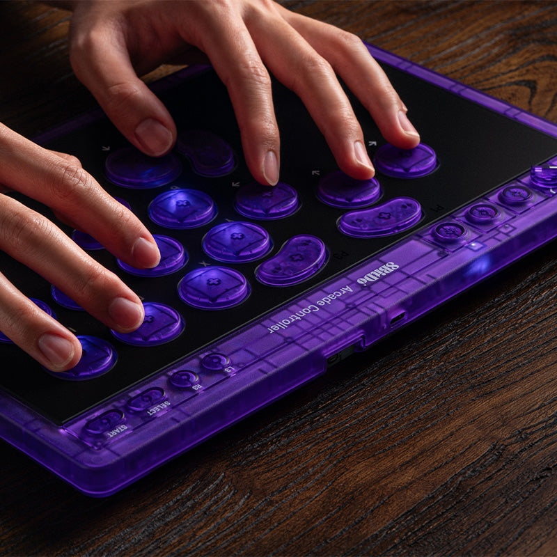 8BitDo Arcade Controller - Transparent Purple Signature Edition - Arcade Control Edition for Desktop and Console Play