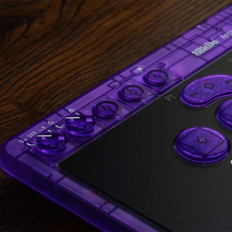 8BitDo Arcade Controller - Transparent Purple Signature Edition - Arcade Control Edition for Desktop and Console Play